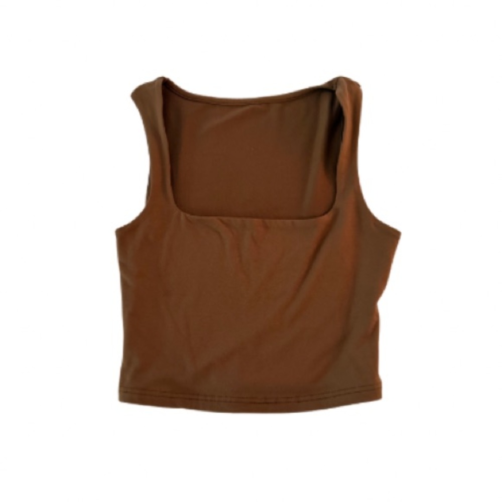 SHEIN Brown Square Neck Crop Top Fitted Tank - Size M